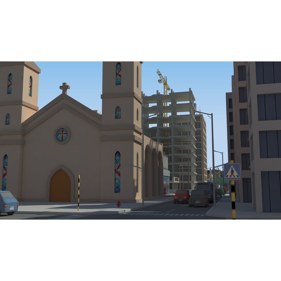 Realistic Lowpoly City 3D Model – Low Poly Game Asset, FBX, V-Ray - View 22