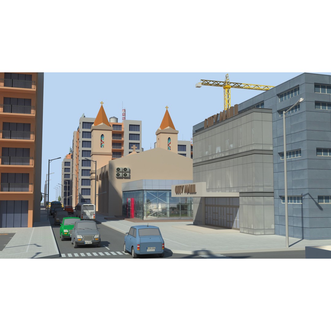 Realistic Lowpoly City 3D Model – Low Poly Game Asset, FBX, V-Ray - View 23