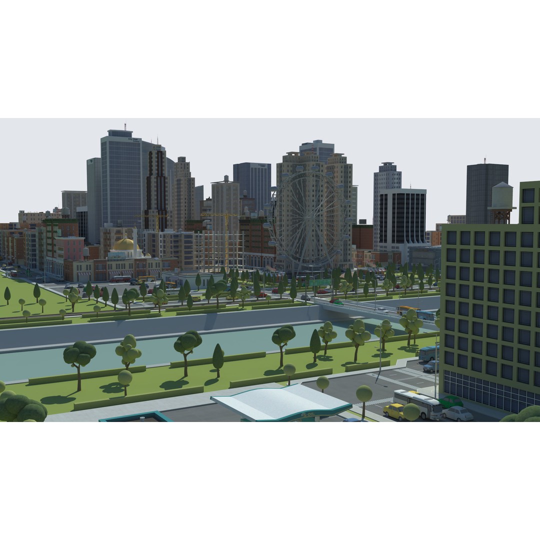 Realistic Lowpoly City 3D Model – Low Poly Game Asset, FBX, V-Ray - View 24