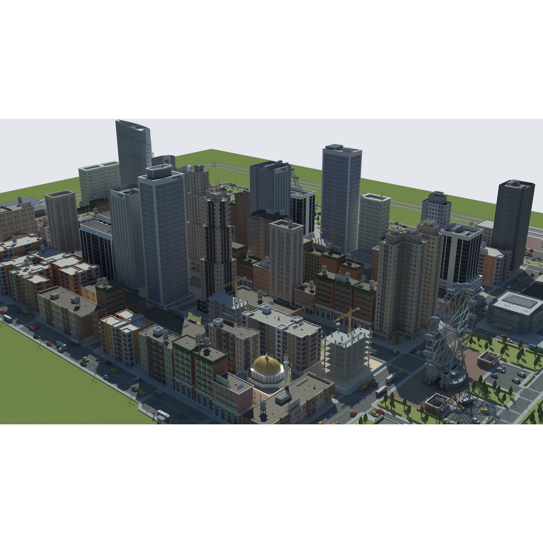 Realistic Lowpoly City 3D Model – Low Poly Game Asset, FBX, V-Ray - View 25