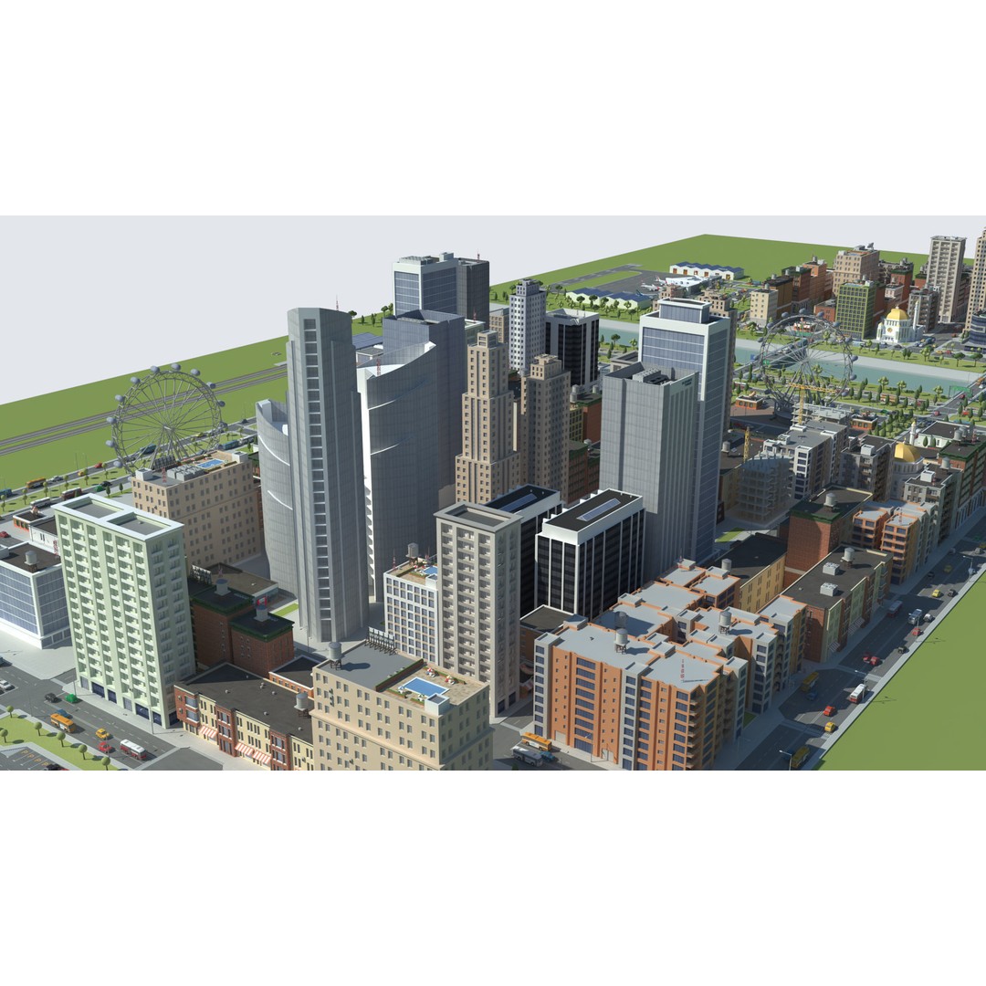 Realistic Lowpoly City 3D Model – Low Poly Game Asset, FBX, V-Ray - View 26