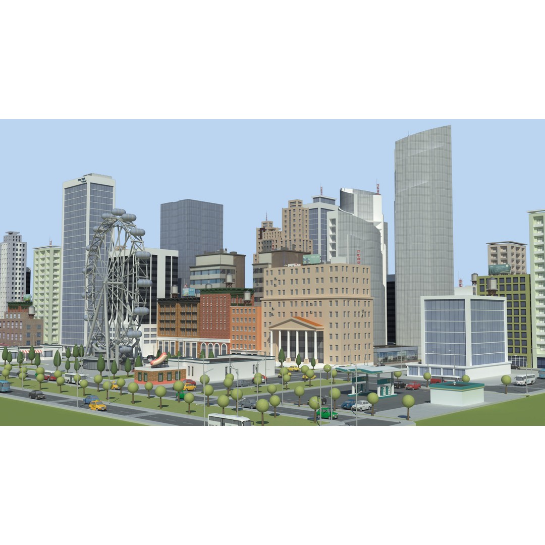 Realistic Lowpoly City 3D Model – Low Poly Game Asset, FBX, V-Ray - View 27
