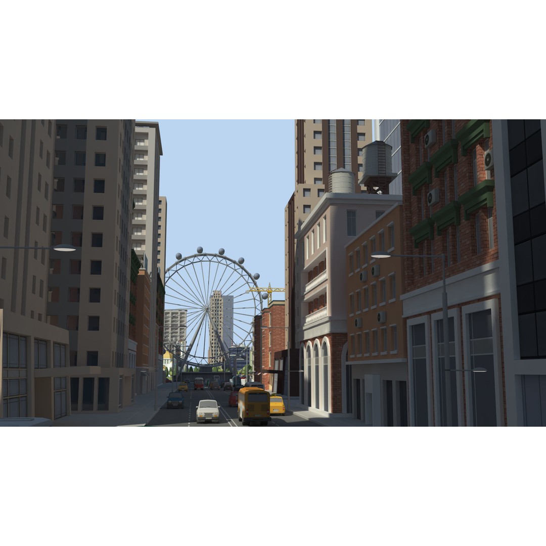 Realistic Lowpoly City 3D Model – Low Poly Game Asset, FBX, V-Ray - View 28
