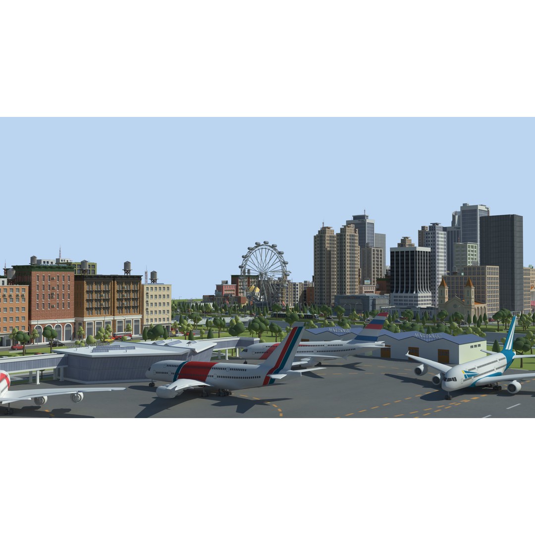 Realistic Lowpoly City 3D Model – Low Poly Game Asset, FBX, V-Ray - View 29