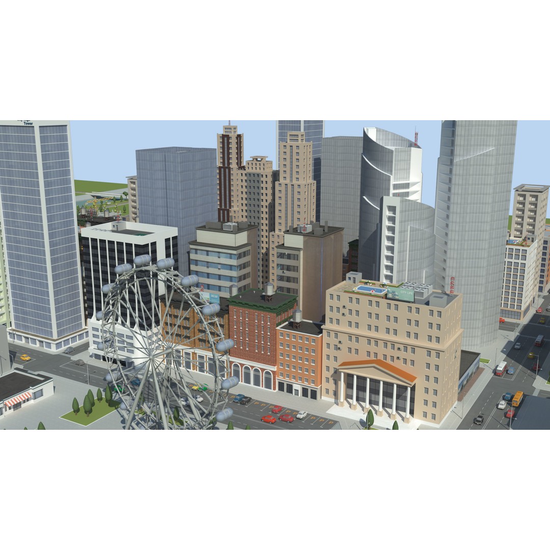 Realistic Lowpoly City 3D Model – Low Poly Game Asset, FBX, V-Ray - View 30