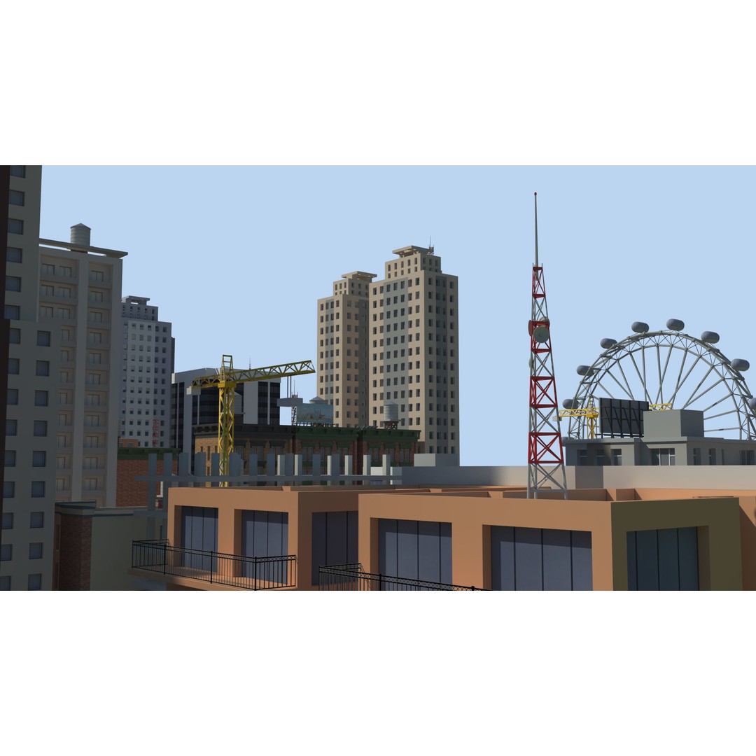 Realistic Lowpoly City 3D Model – Low Poly Game Asset, FBX, V-Ray - View 31