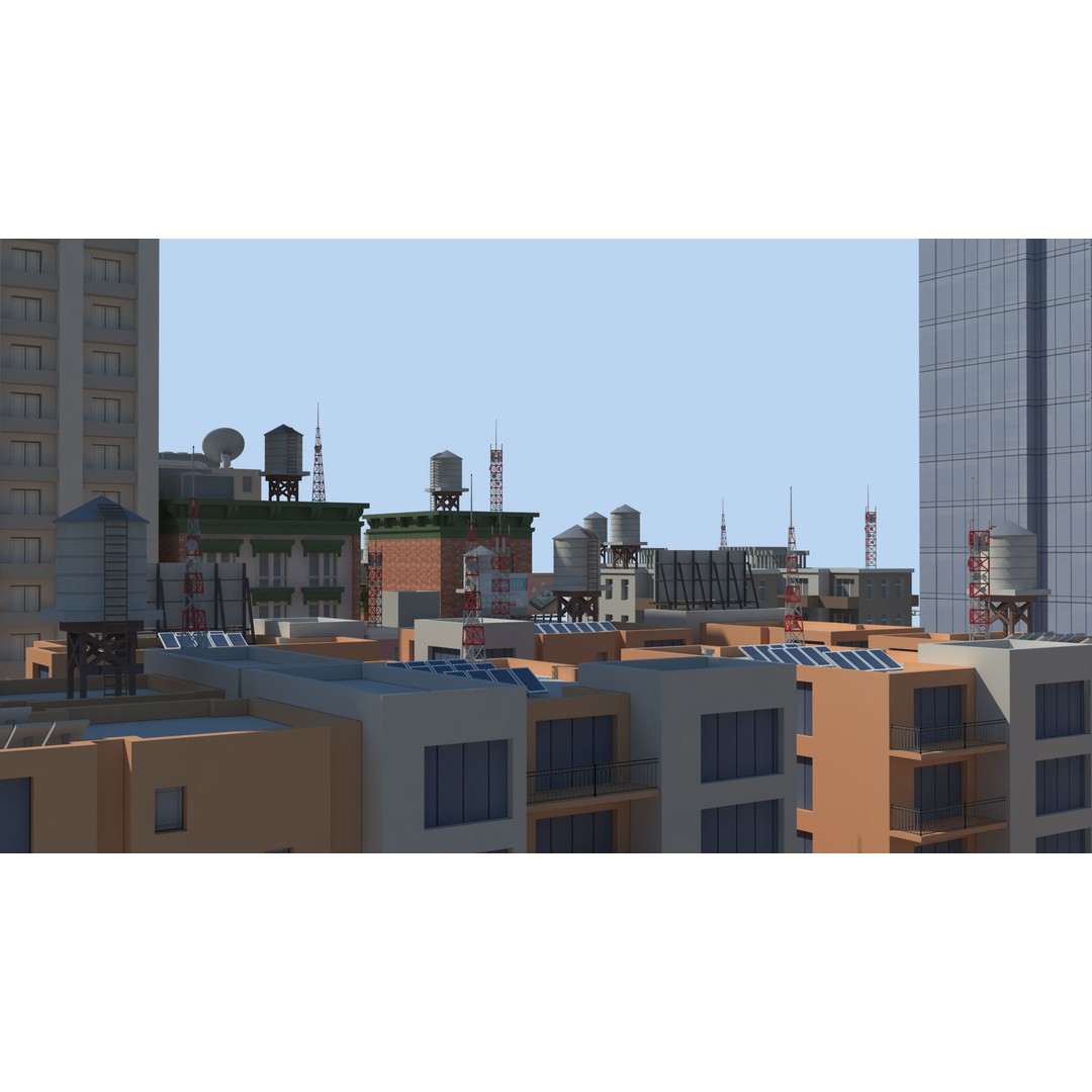 Realistic Lowpoly City 3D Model – Low Poly Game Asset, FBX, V-Ray - View 33