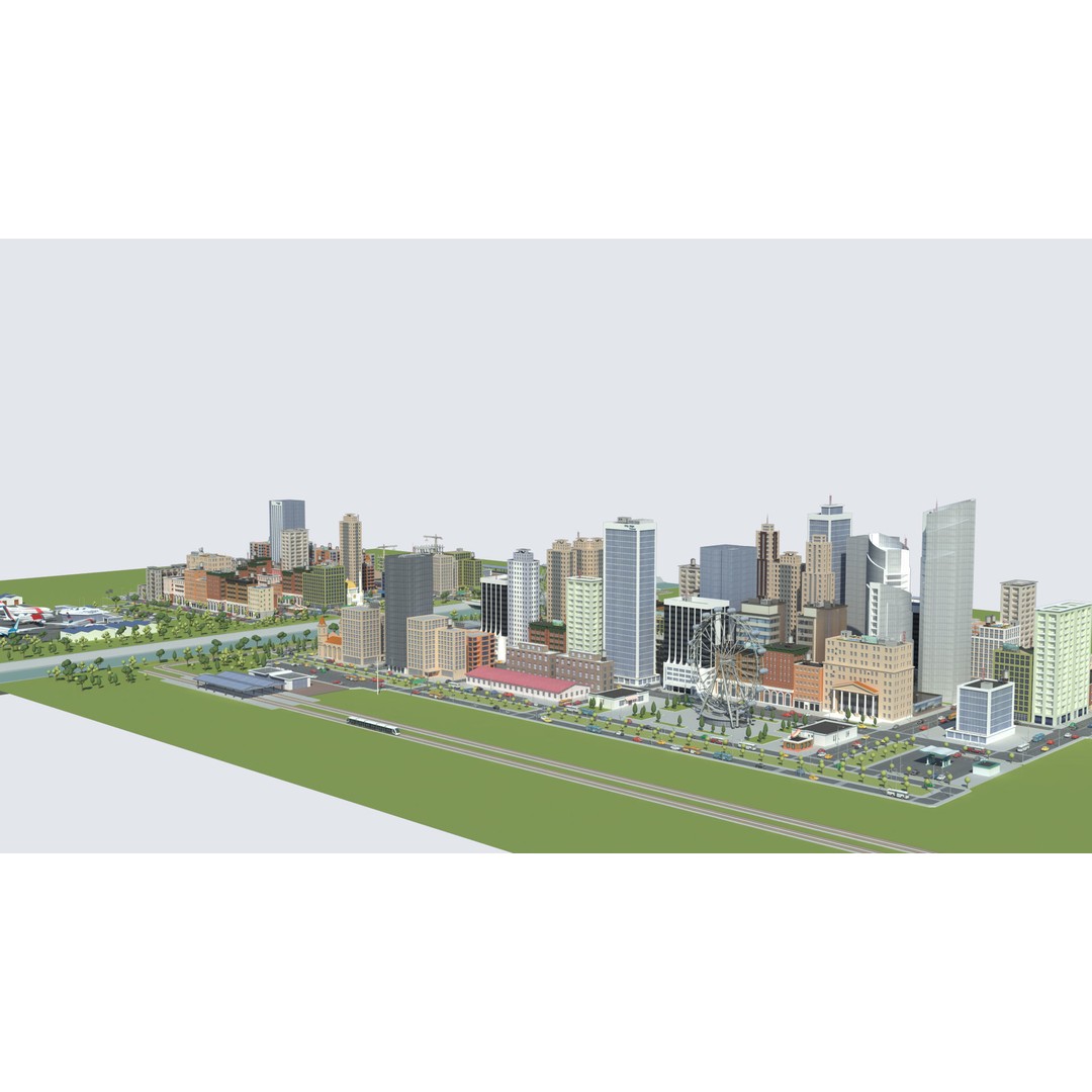 Realistic Lowpoly City 3D Model – Low Poly Game Asset, FBX, V-Ray - View 36