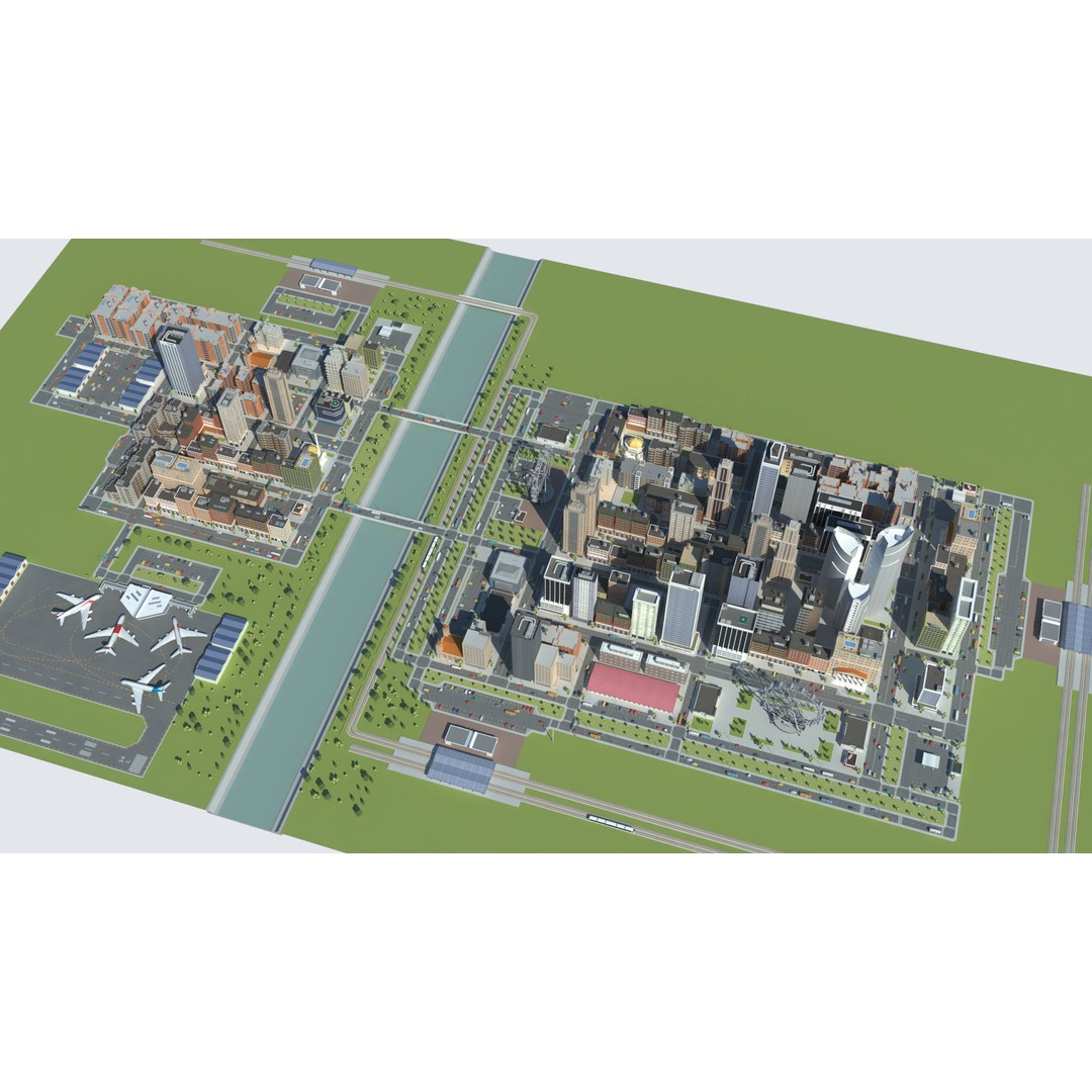 Realistic Lowpoly City 3D Model – Low Poly Game Asset, FBX, V-Ray - View 37