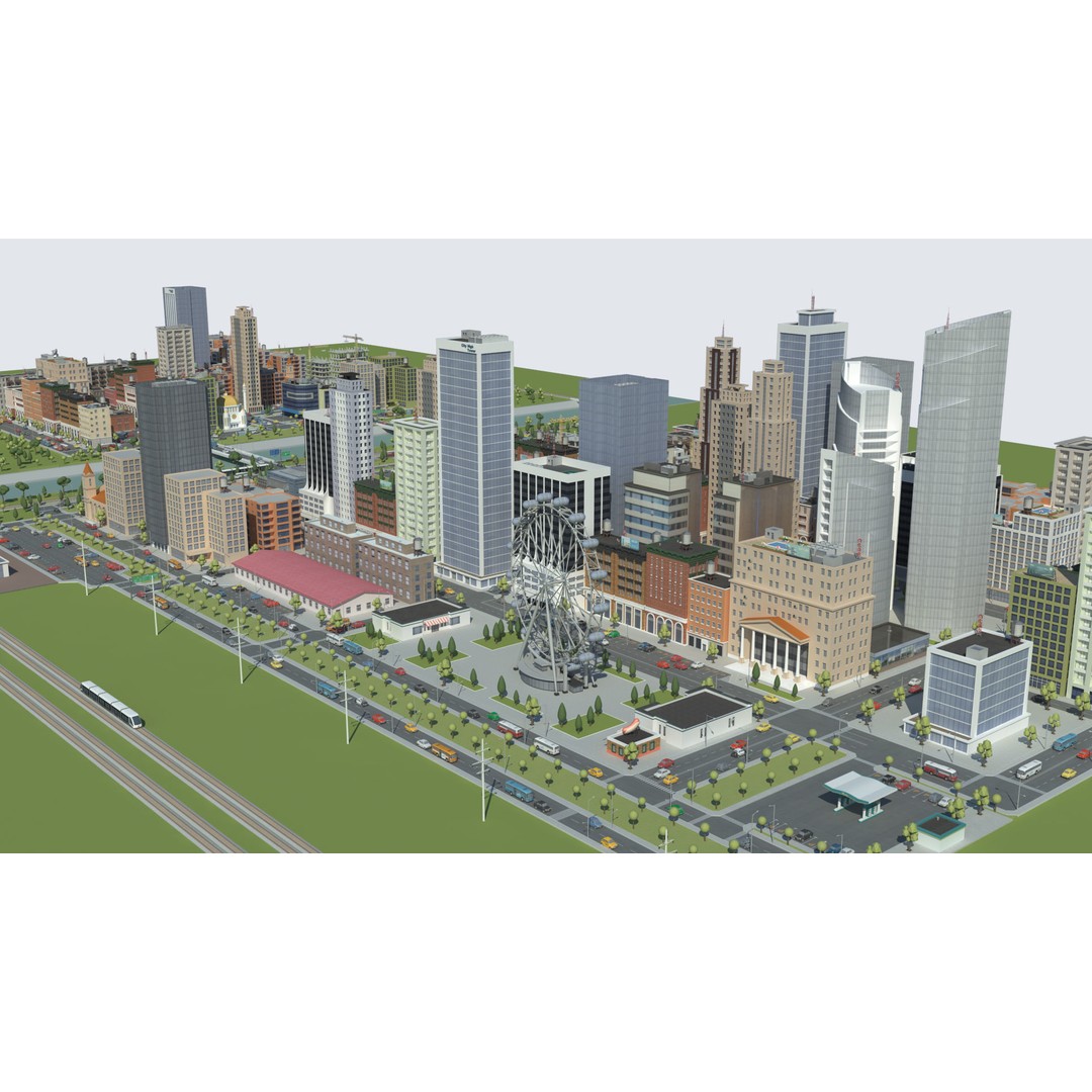 Realistic Lowpoly City 3D Model – Low Poly Game Asset, FBX, V-Ray - View 38