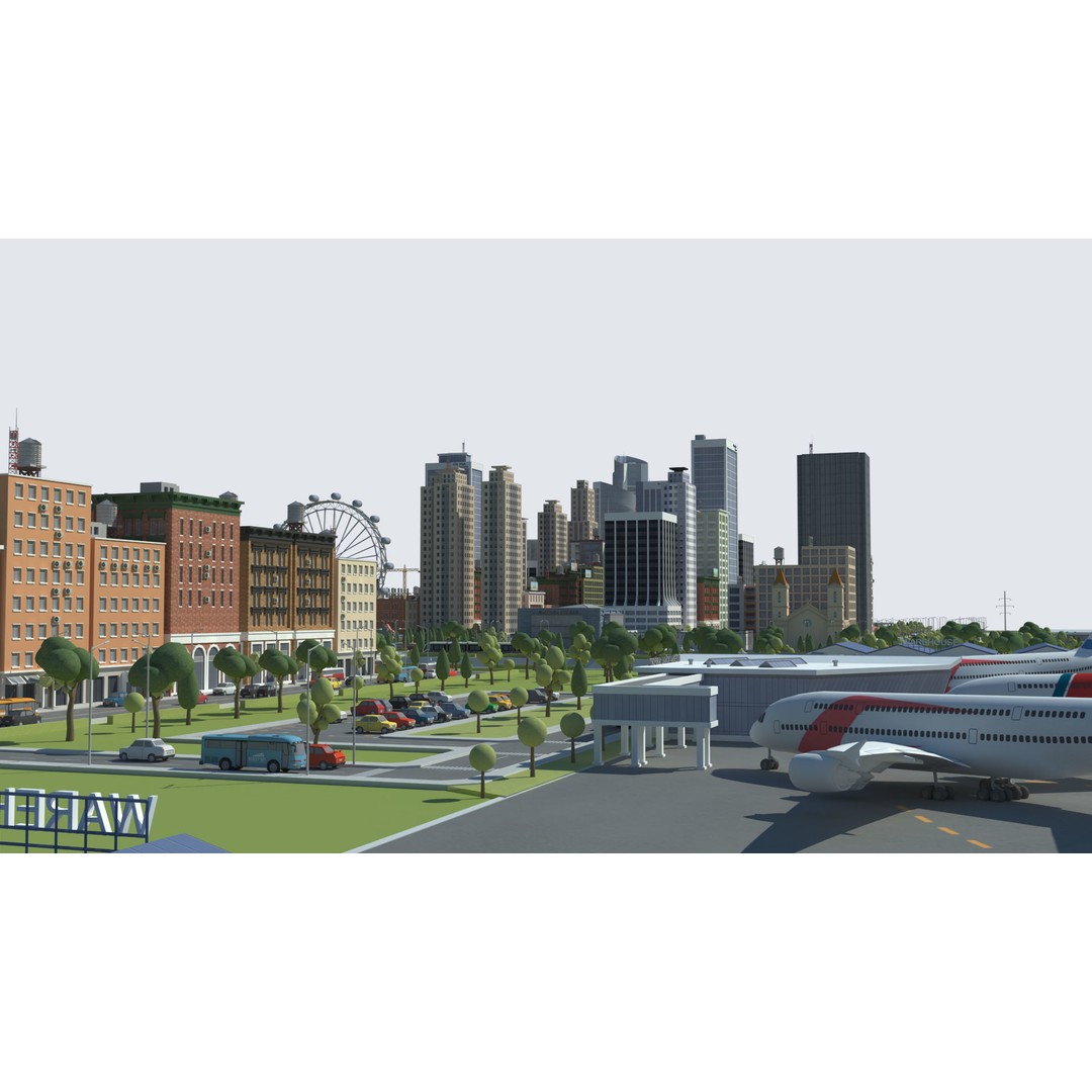 Realistic Lowpoly City 3D Model – Low Poly Game Asset, FBX, V-Ray - View 40