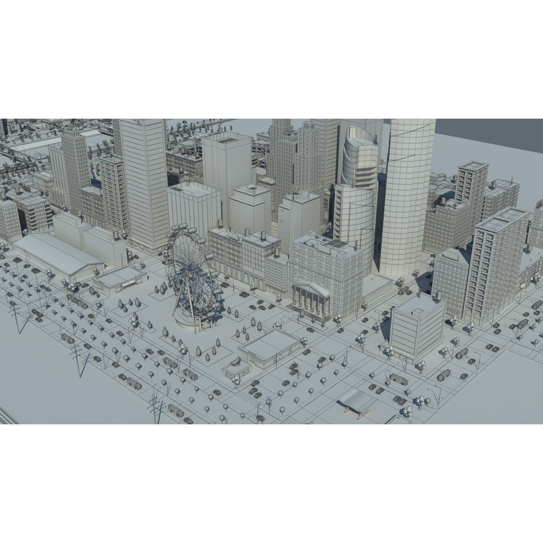 Realistic Lowpoly City 3D Model – Low Poly Game Asset, FBX, V-Ray - View 49