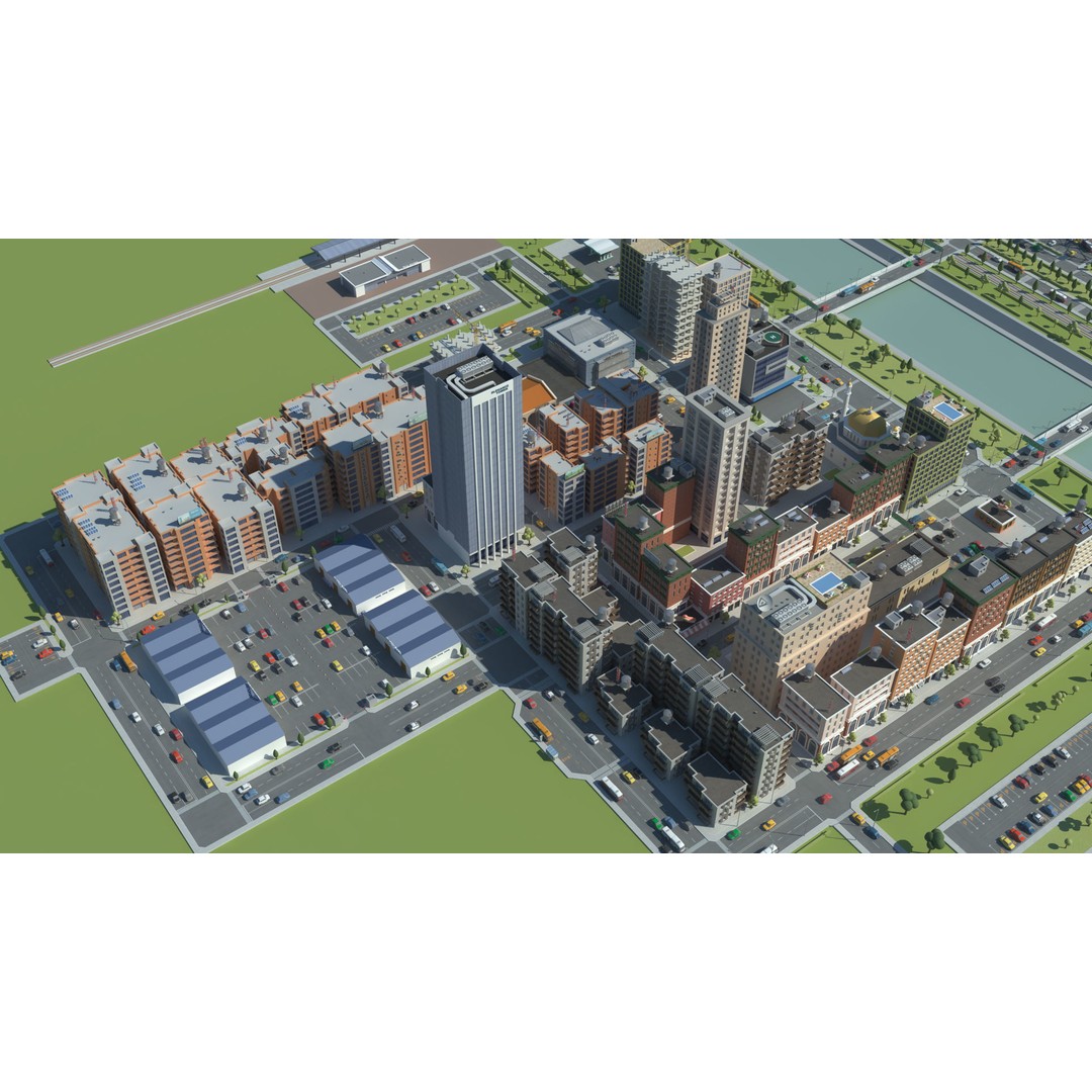 Realistic Lowpoly City 3D Model – Low Poly Game Asset, FBX, V-Ray - View 5