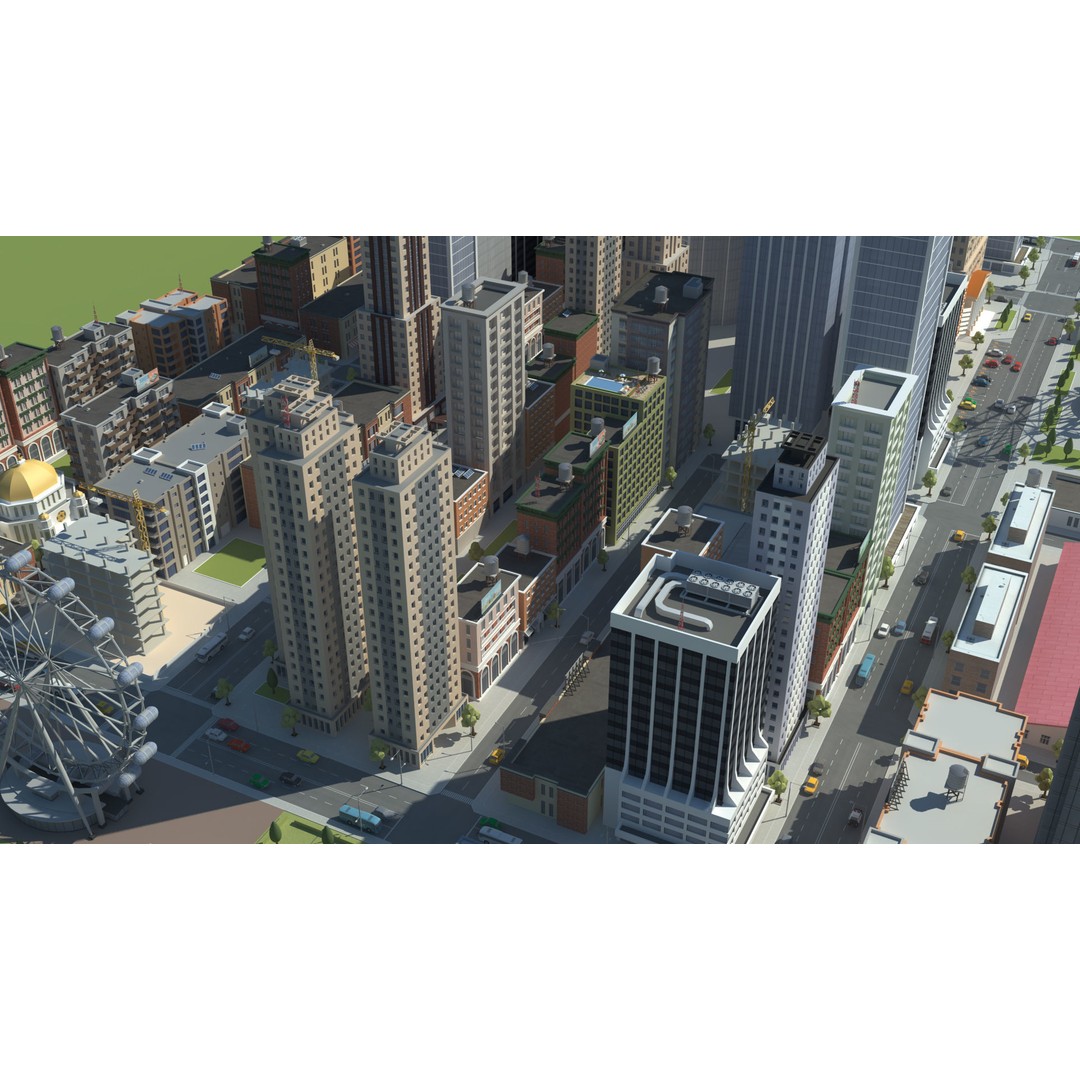 Realistic Lowpoly City 3D Model – Low Poly Game Asset, FBX, V-Ray - View 7