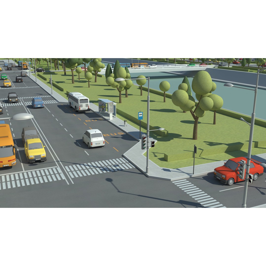 Realistic Lowpoly City 3D Model – Low Poly Game Asset, FBX, V-Ray - View 9