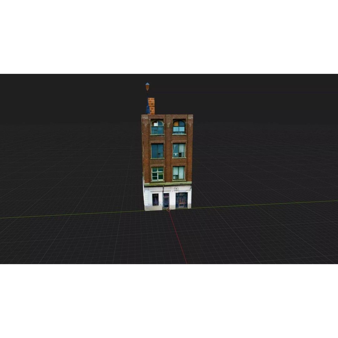 Old Brick City Building 3D Model – Low Poly Game Asset, FBX - View 12