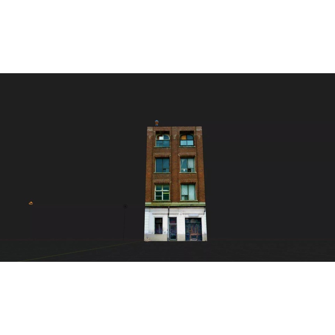 Old Brick City Building 3D Model – Low Poly Game Asset, FBX - View 5