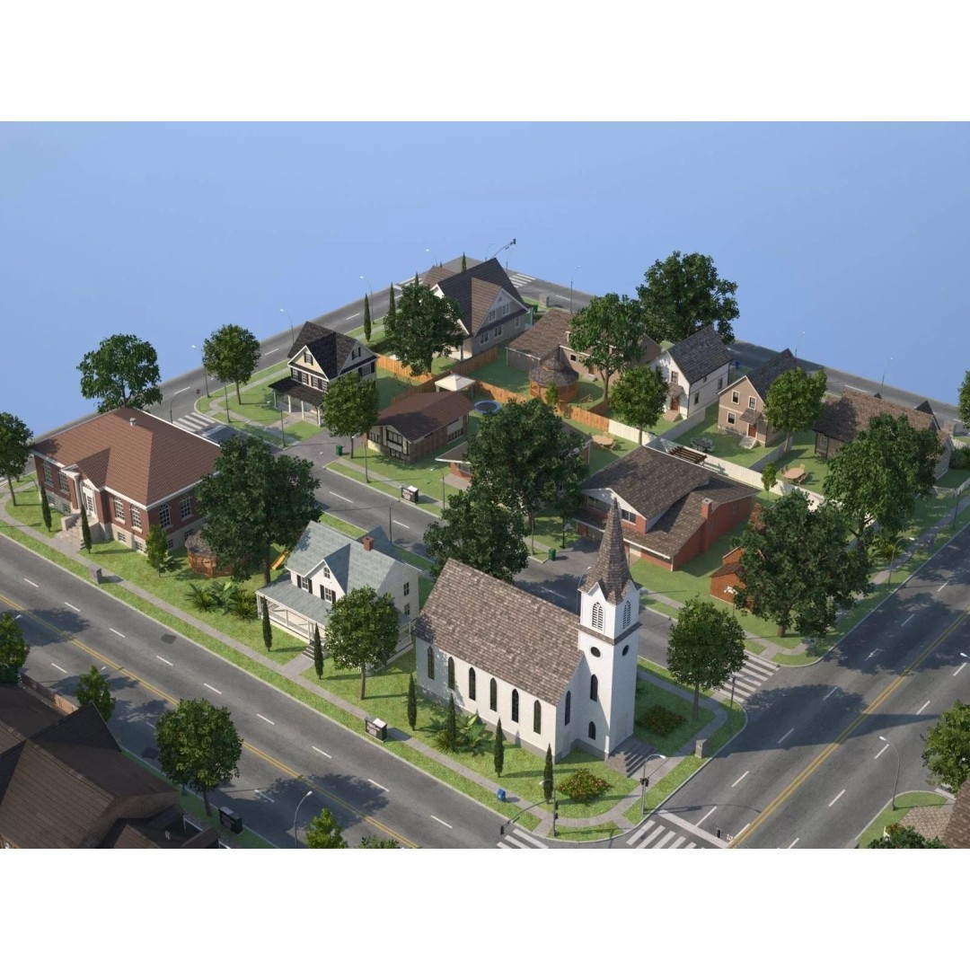 City Town KC10 3D Model – Low Poly Modular City Blocks, FBX - View 29