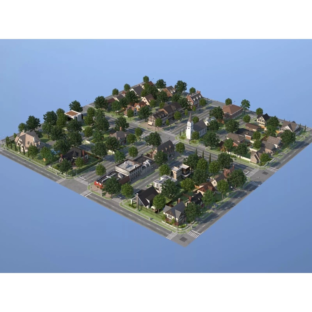 City Town KC10 3D Model – Low Poly Modular City Blocks, FBX - View 5
