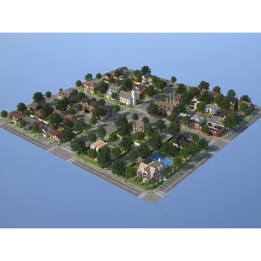 City Town KC10 3D Model – Low Poly Modular City Blocks, FBX - View 6