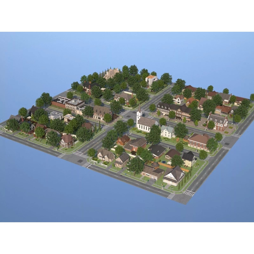 City Town KC10 3D Model – Low Poly Modular City Blocks, FBX - View 9