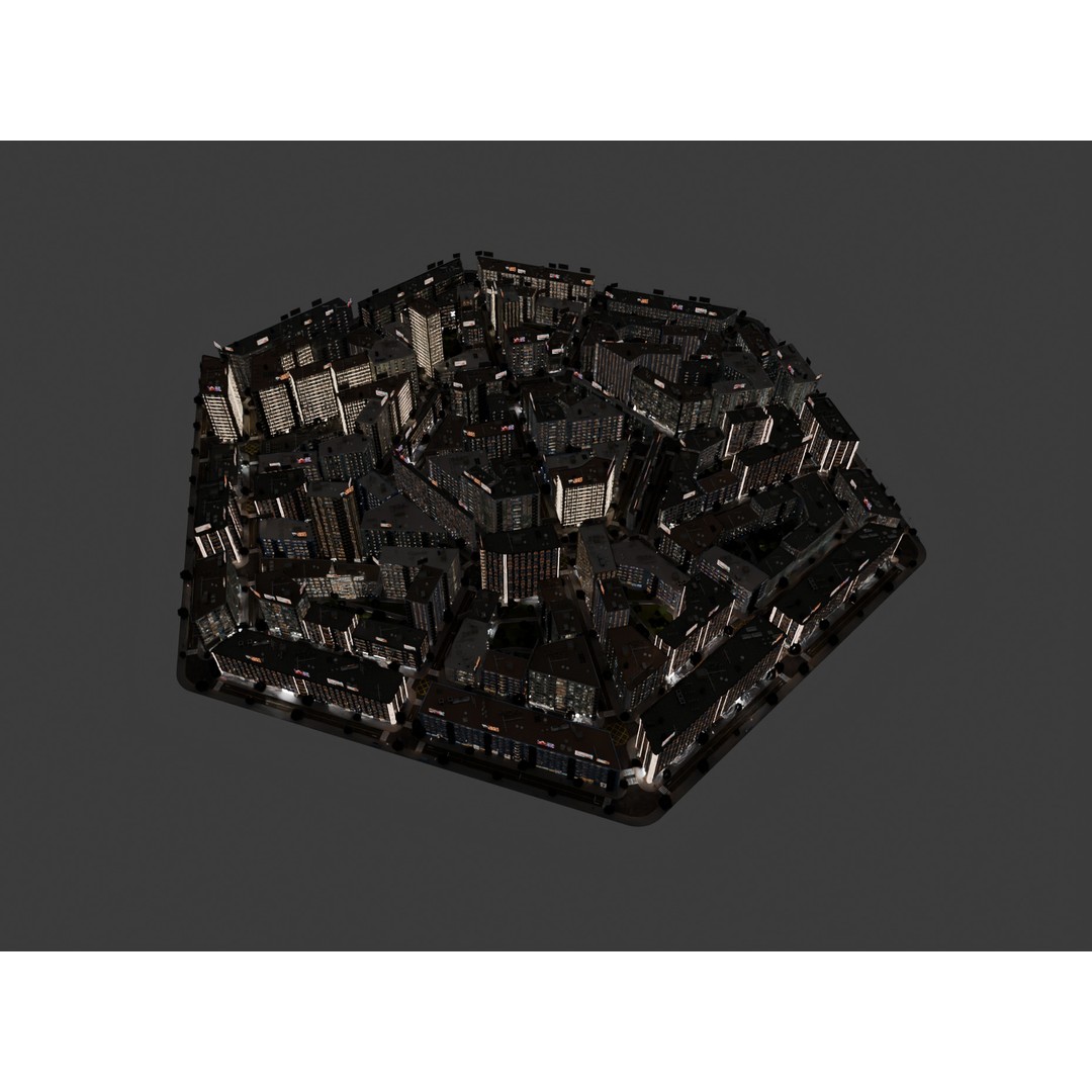 Hexagon City 3D Model – High-Detail Cityscape for Games, Blender - View 10