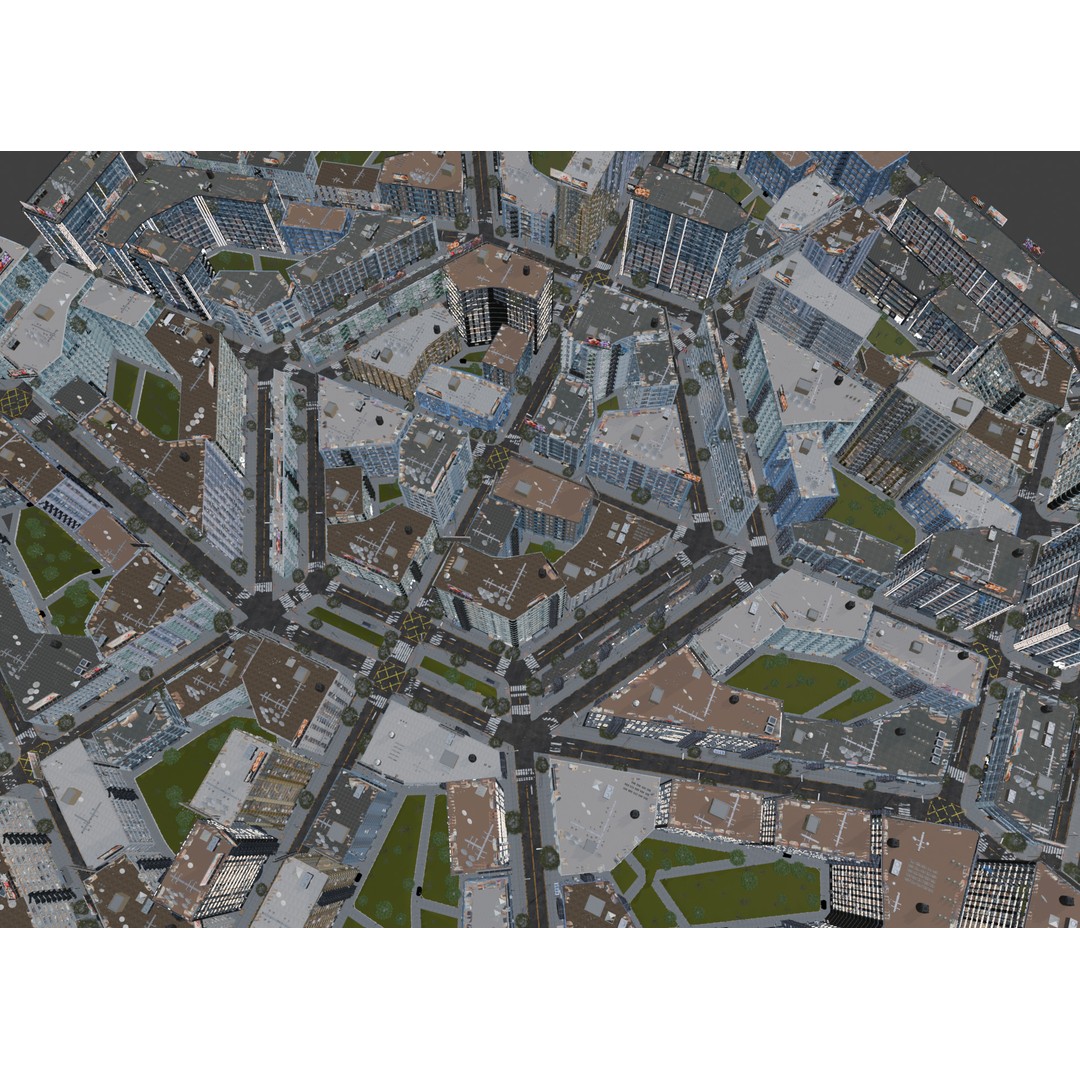 Hexagon City 3D Model – High-Detail Cityscape for Games, Blender - View 12