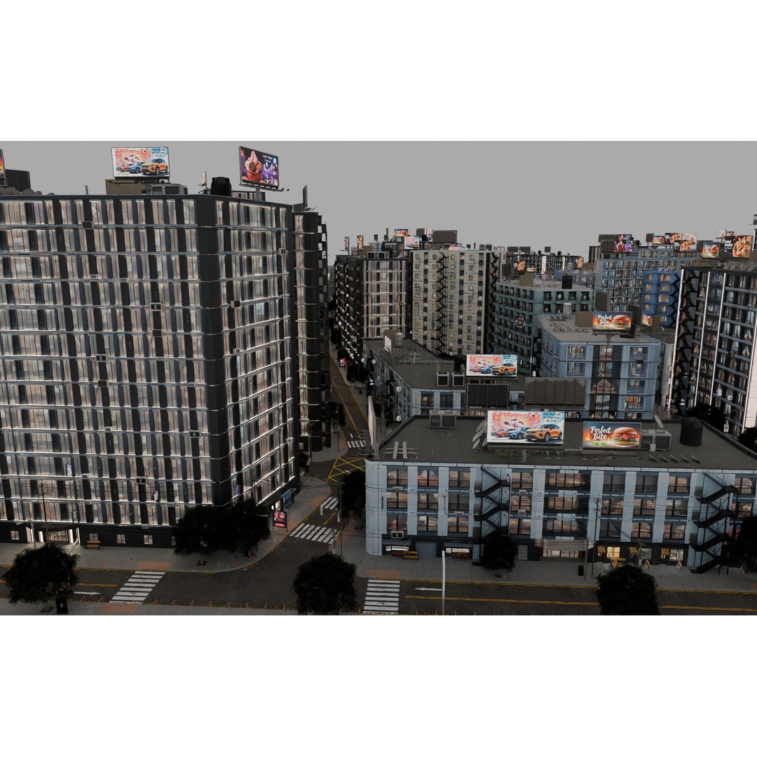 Hexagon City 3D Model – High-Detail Cityscape for Games, Blender - View 13