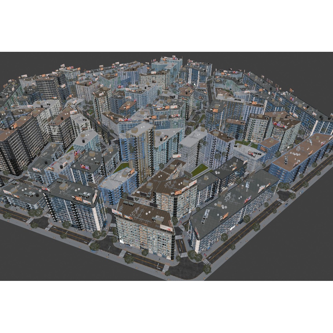 Hexagon City 3D Model – High-Detail Cityscape for Games, Blender - View 21
