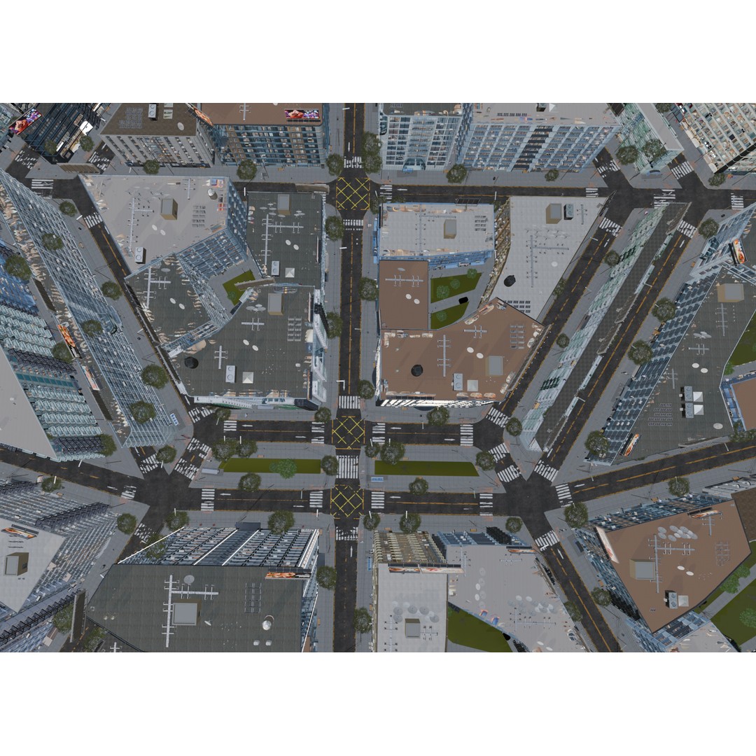 Hexagon City 3D Model – High-Detail Cityscape for Games, Blender - View 25