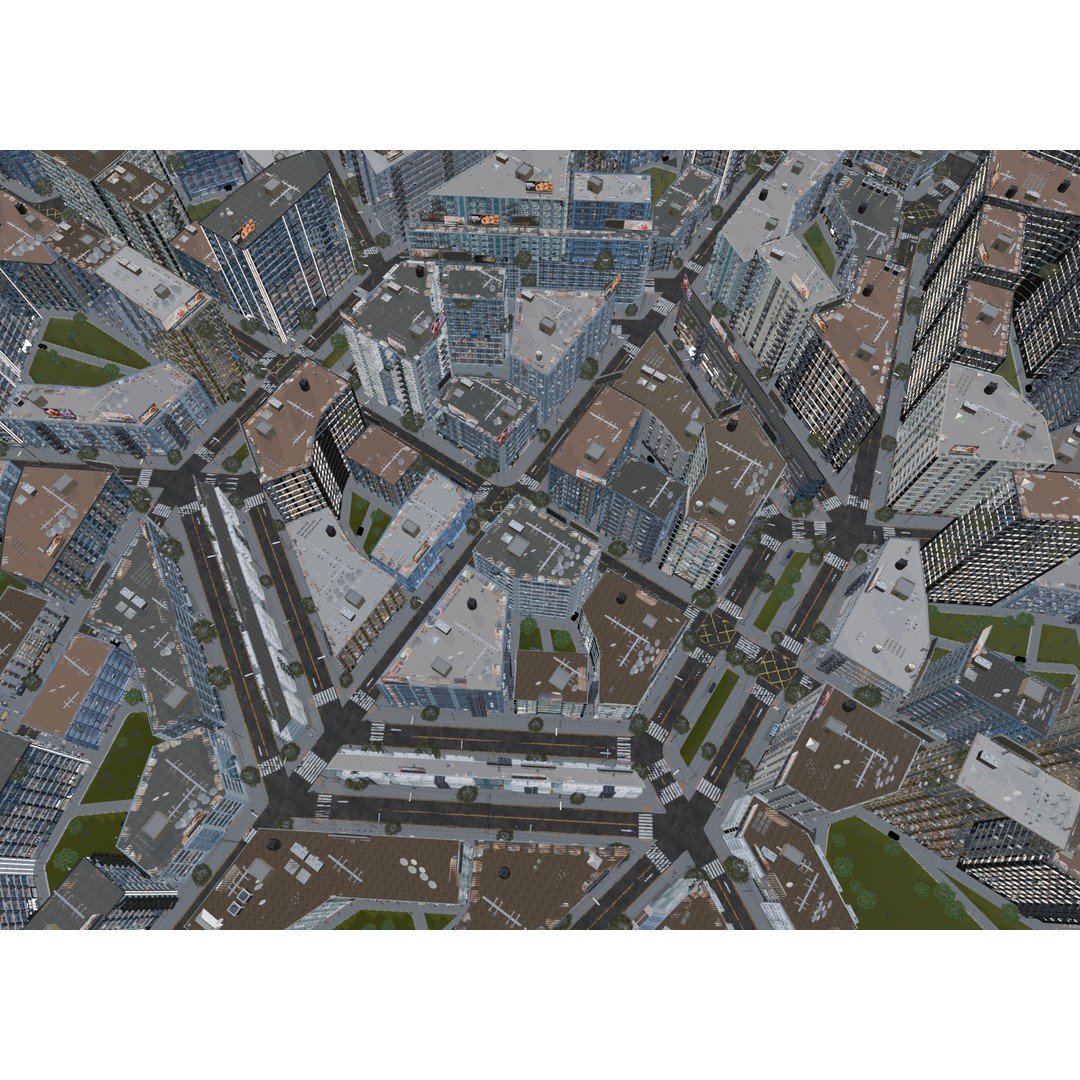 Hexagon City 3D Model – High-Detail Cityscape for Games, Blender - View 27