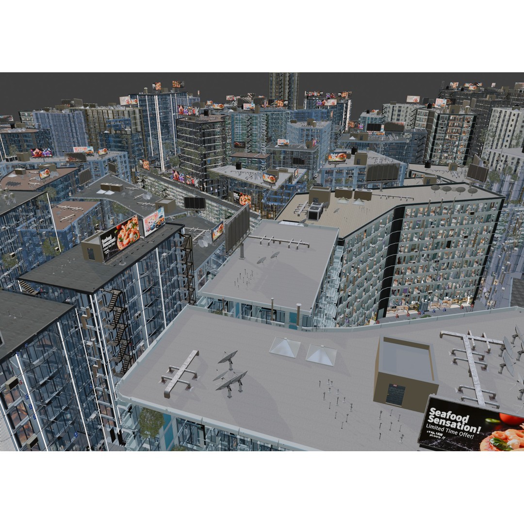 Hexagon City 3D Model – High-Detail Cityscape for Games, Blender - View 28