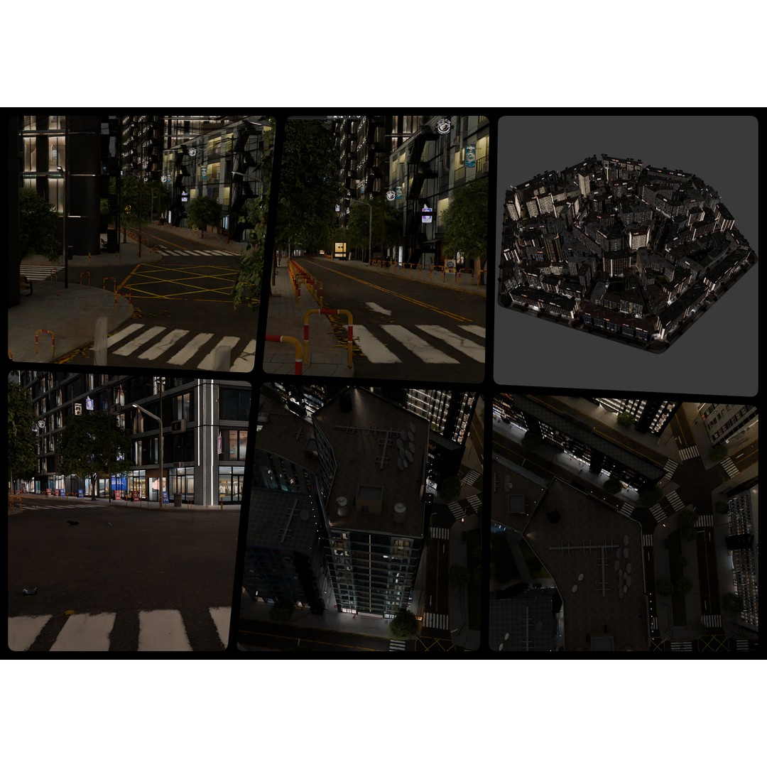Hexagon City 3D Model – High-Detail Cityscape for Games, Blender - View 5