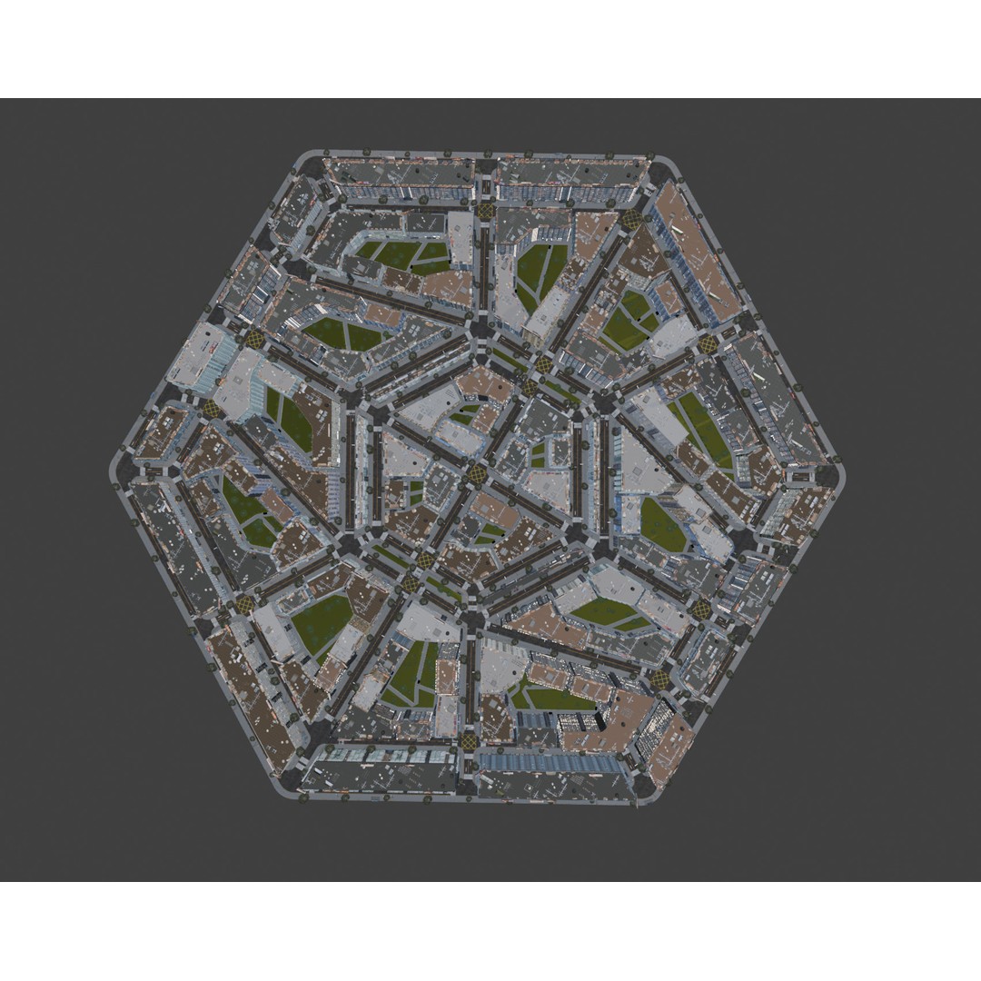 Hexagon City 3D Model – High-Detail Cityscape for Games, Blender - View 8