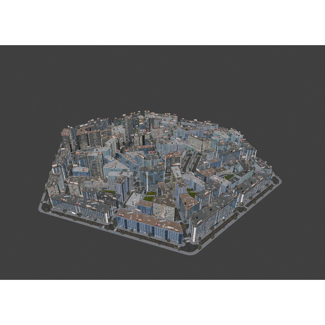 Hexagon City 3D Model – High-Detail Cityscape for Games, Blender - View 9