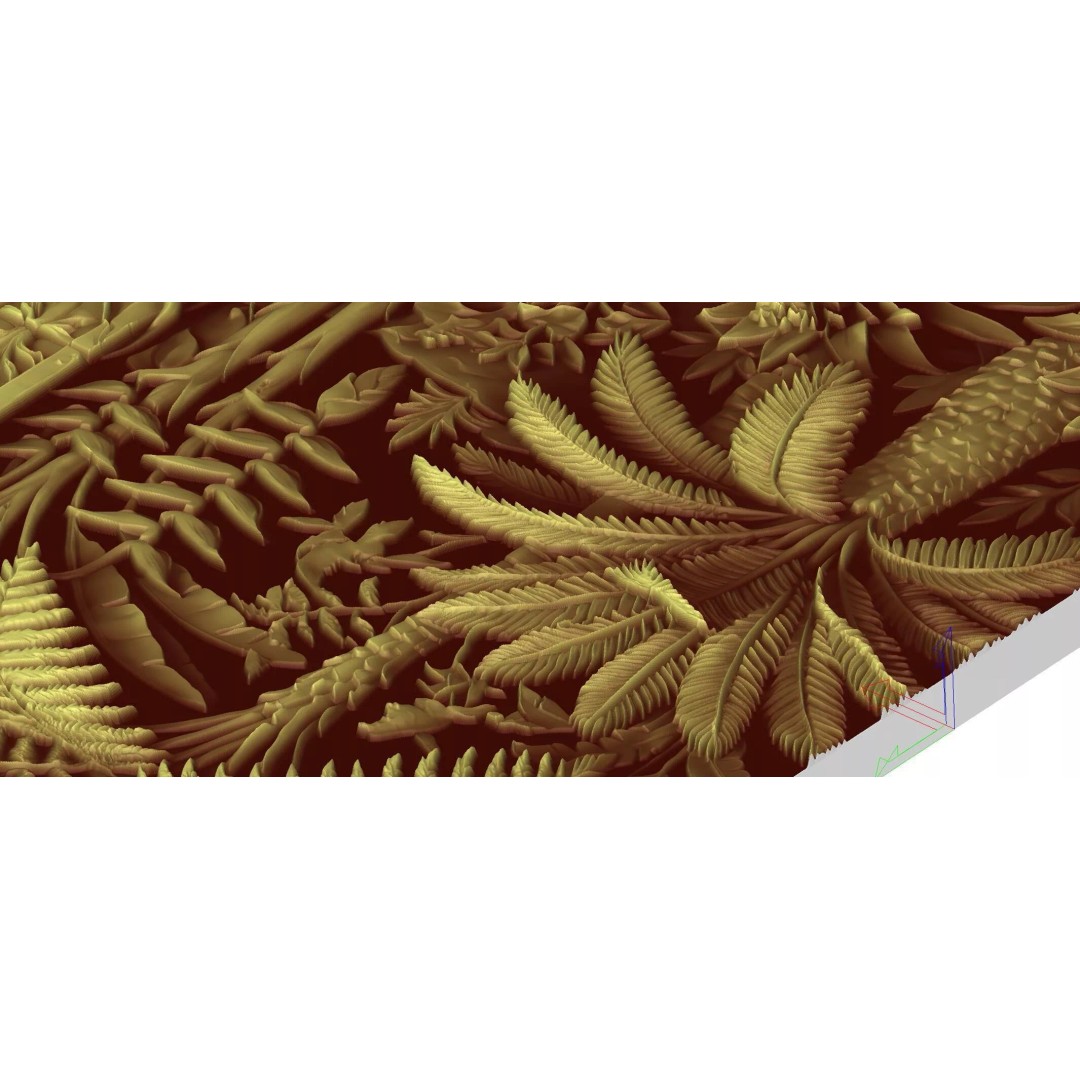Tropical Relief Wall Decor 3D Model – CNC Ready STL, OBJ, FBX - View 10