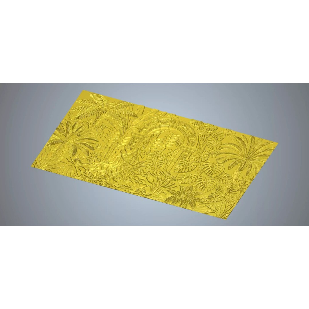 Tropical Relief Wall Decor 3D Model – CNC Ready STL, OBJ, FBX - View 12