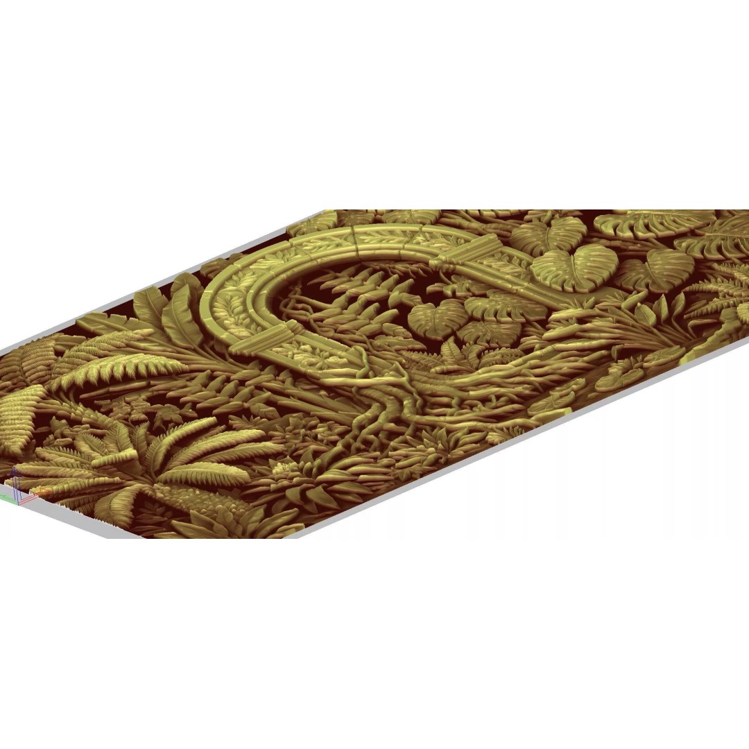 Tropical Relief Wall Decor 3D Model – CNC Ready STL, OBJ, FBX - View 14