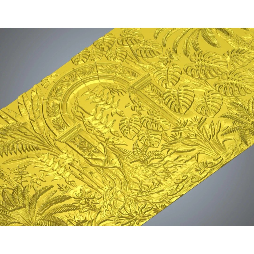 Tropical Relief Wall Decor 3D Model – CNC Ready STL, OBJ, FBX - View 15