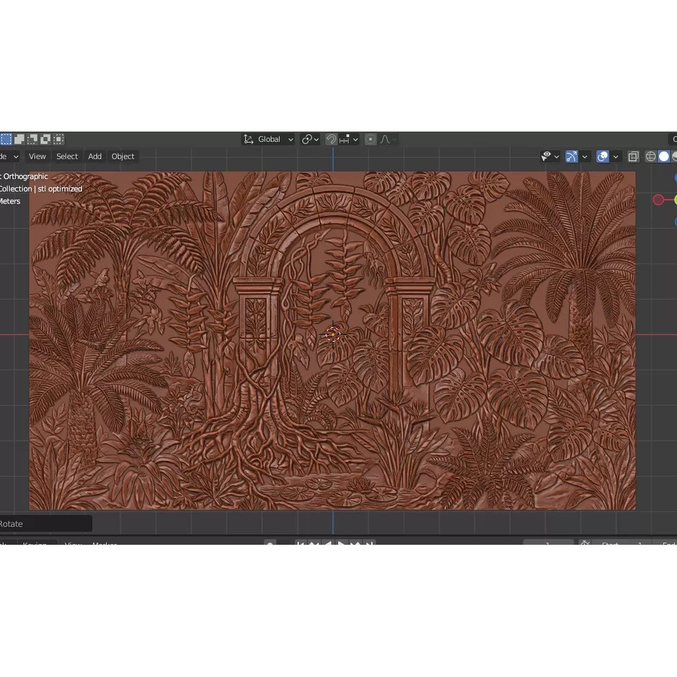 Tropical Relief Wall Decor 3D Model – CNC Ready STL, OBJ, FBX - View 16