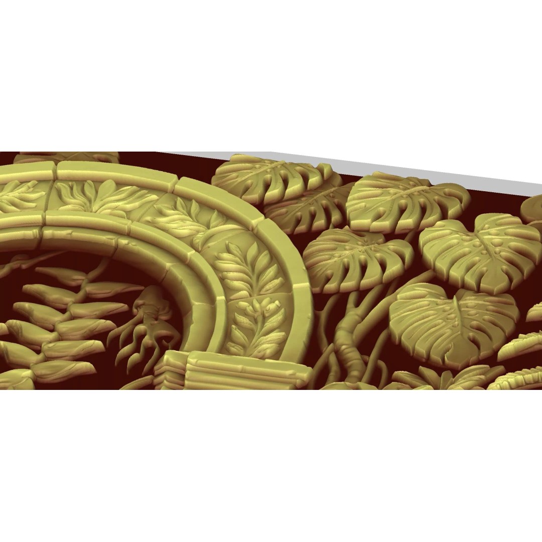 Tropical Relief Wall Decor 3D Model – CNC Ready STL, OBJ, FBX - View 17