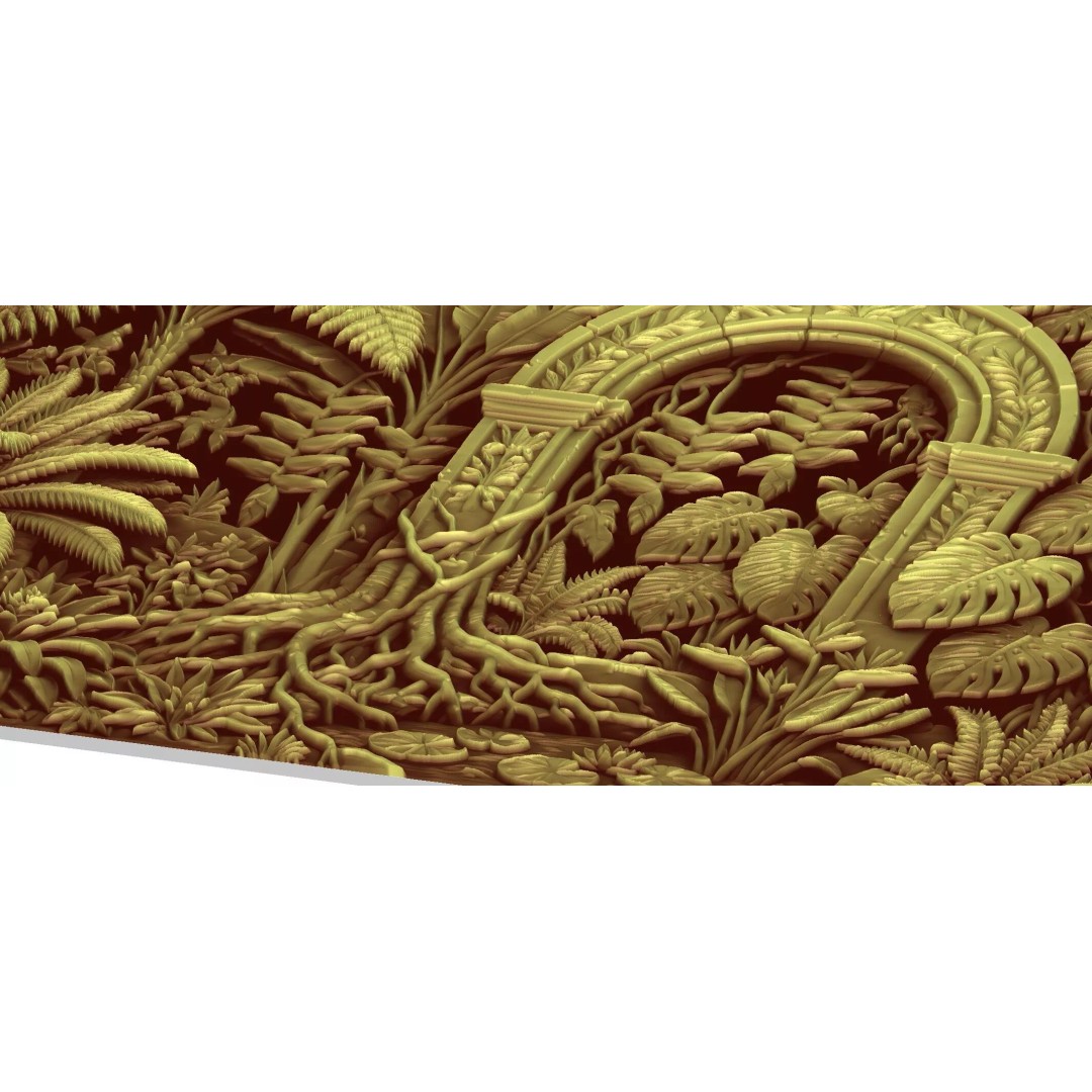 Tropical Relief Wall Decor 3D Model – CNC Ready STL, OBJ, FBX - View 19