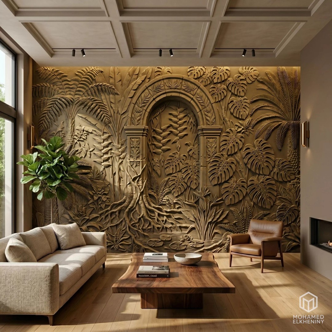 Tropical Relief Wall Decor 3D Model – CNC Ready STL, OBJ, FBX - View 2