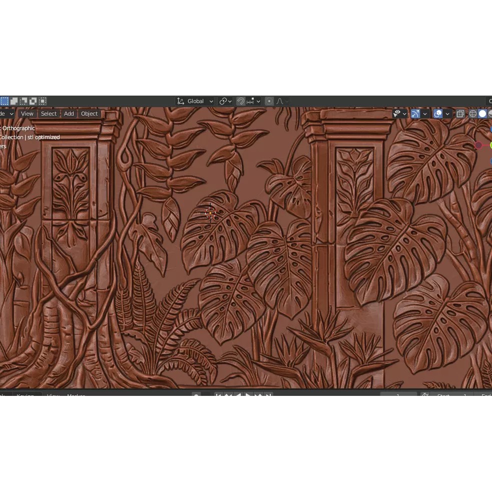 Tropical Relief Wall Decor 3D Model – CNC Ready STL, OBJ, FBX - View 20