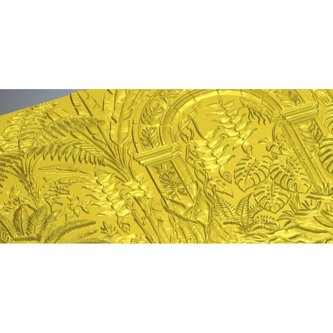 Tropical Relief Wall Decor 3D Model – CNC Ready STL, OBJ, FBX - View 24