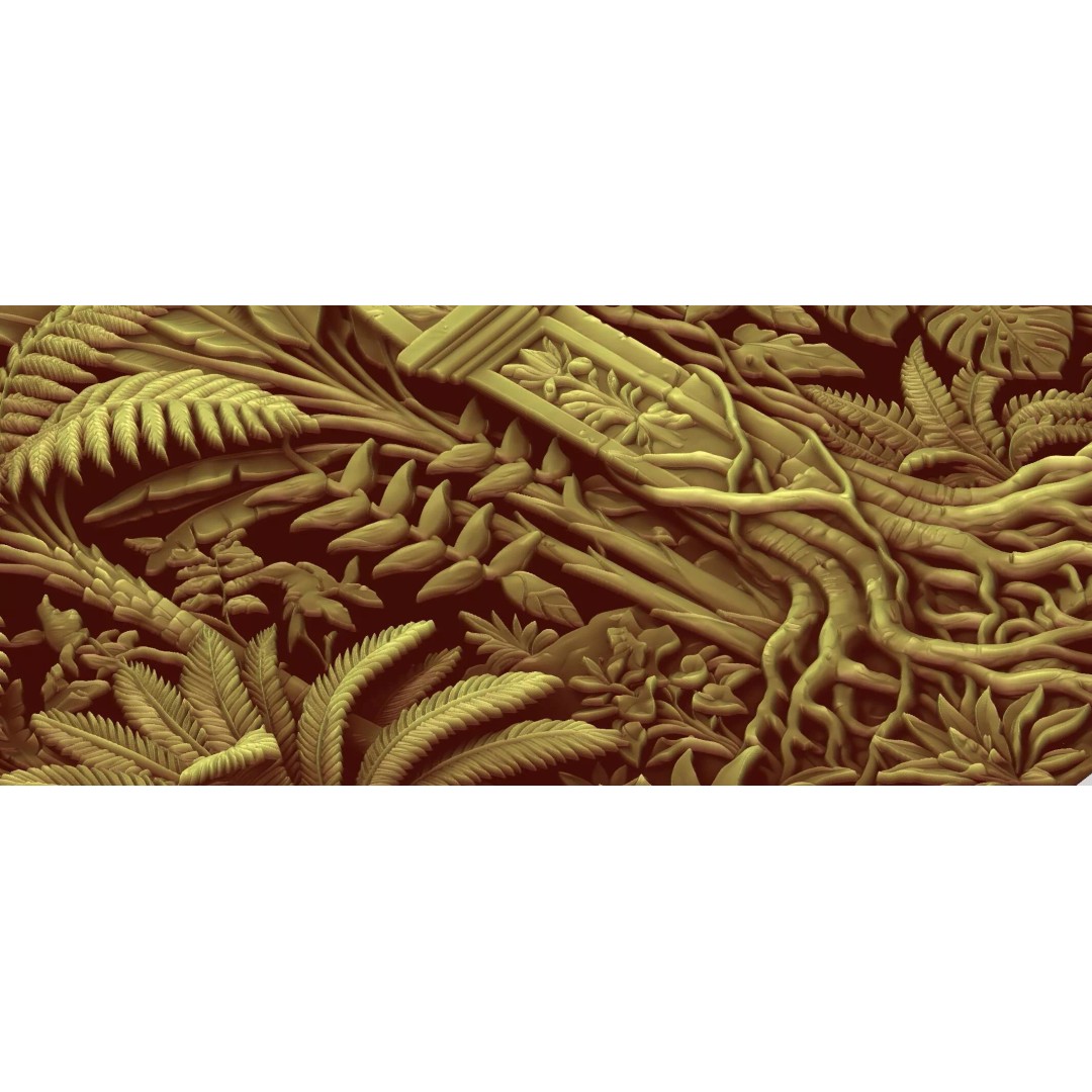 Tropical Relief Wall Decor 3D Model – CNC Ready STL, OBJ, FBX - View 26
