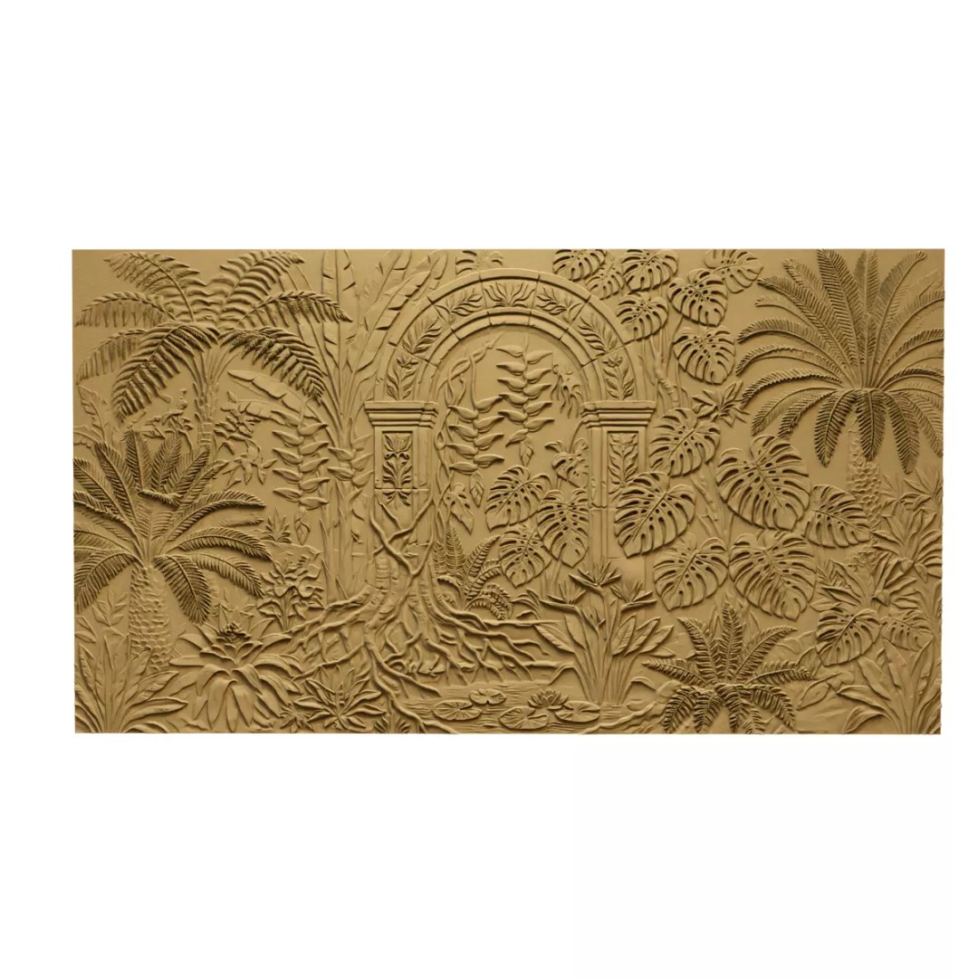 Tropical Relief Wall Decor 3D Model – CNC Ready STL, OBJ, FBX - View 3