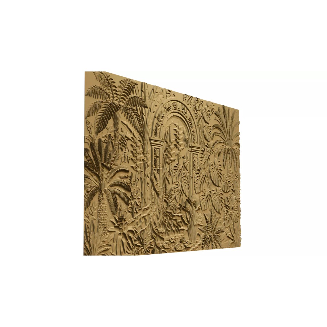 Tropical Relief Wall Decor 3D Model – CNC Ready STL, OBJ, FBX - View 4