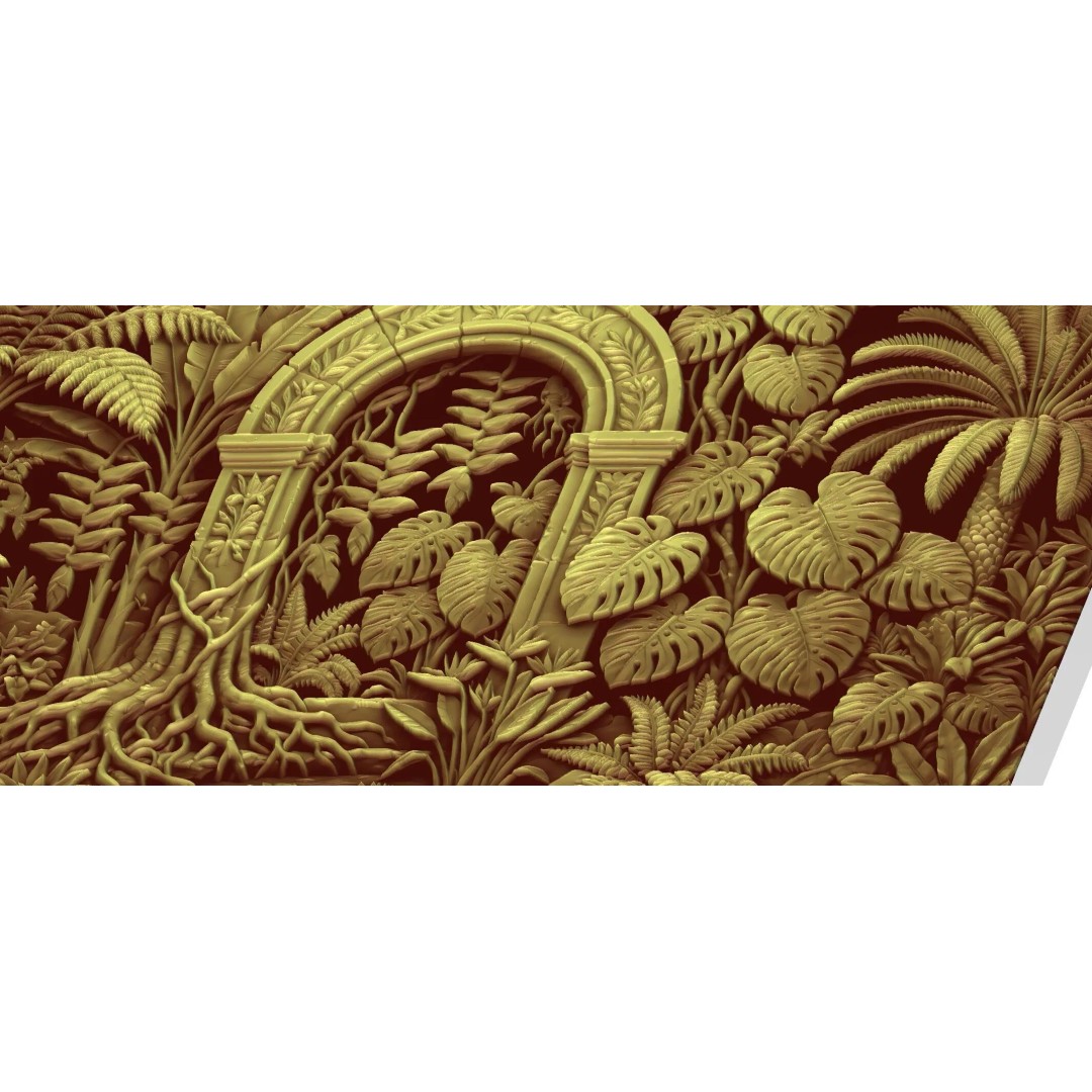 Tropical Relief Wall Decor 3D Model – CNC Ready STL, OBJ, FBX - View 6