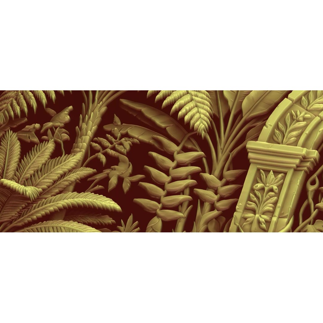 Tropical Relief Wall Decor 3D Model – CNC Ready STL, OBJ, FBX - View 8